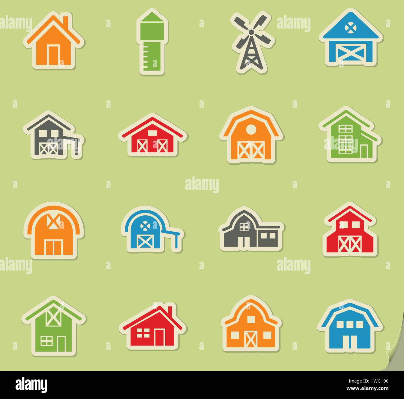 Bâtiment de ferme web icons pour la conception d'interface utilisateur Illustration de Vecteur