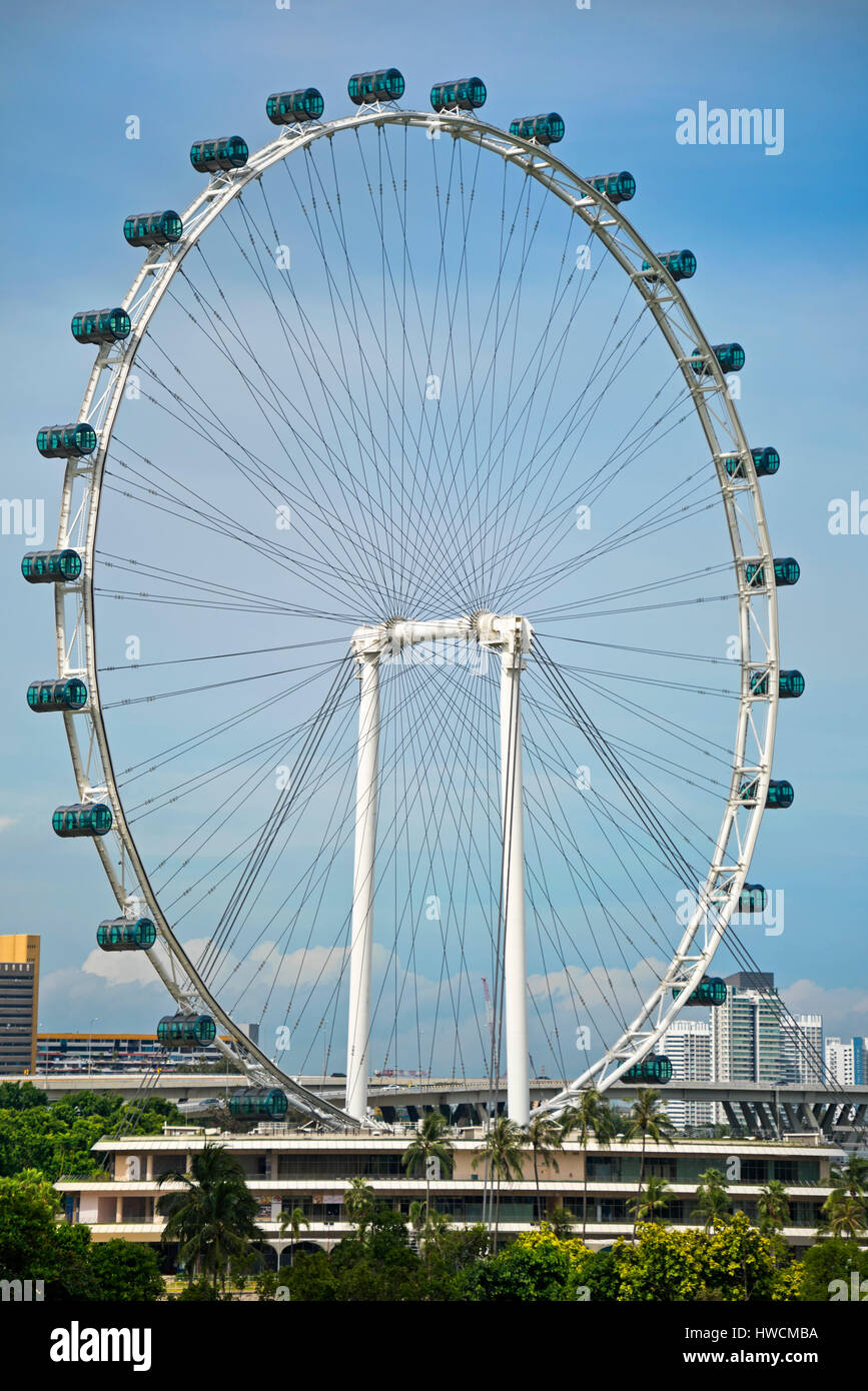 Vue verticale de la grande roue Singapore Flyer à Singapour. Banque D'Images