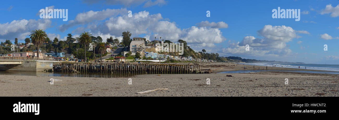 La plage de Seacliff (Panorama), Aptos CA Banque D'Images