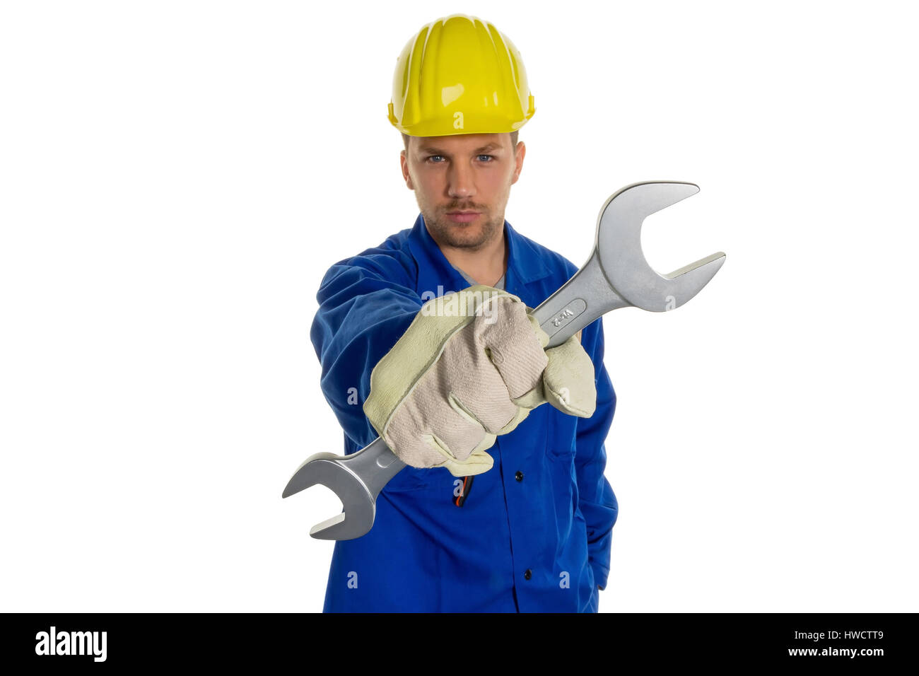 Un travailleur dans une entreprise industrielle (artisan) avec des outils dans la main, Ein Arbeiter in einem ( Gewerbebetrieb Handwerker ) mit Werkzeug in der Hand Banque D'Images