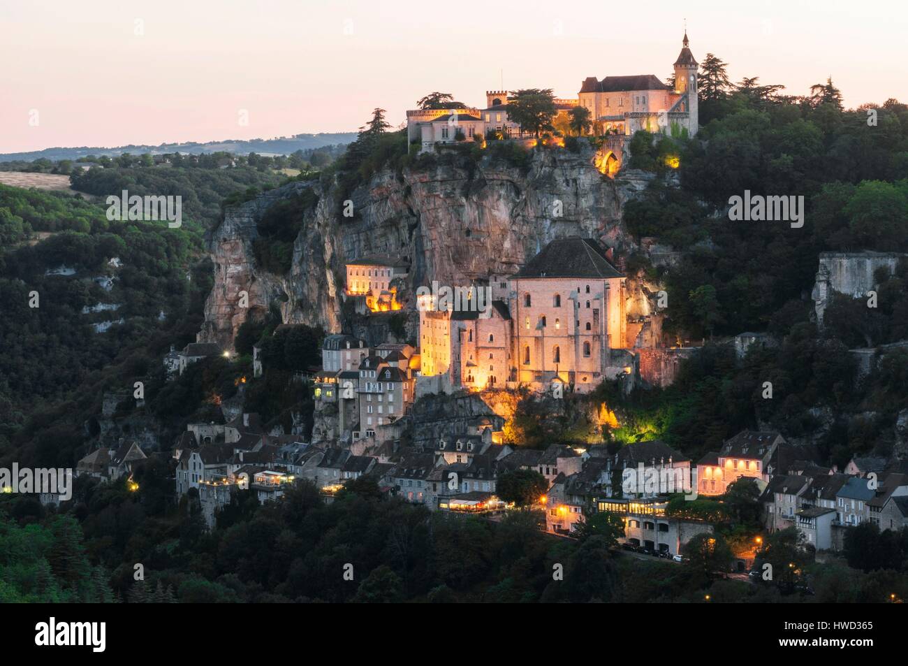 France, Lot, Rocamadour, vue de l'Hospitalet Banque D'Images