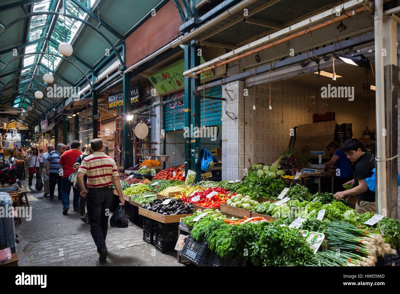 La Grèce, Macédoine centrale, région de Thessalonique, Modiano, l'intérieur du marché Banque D'Images