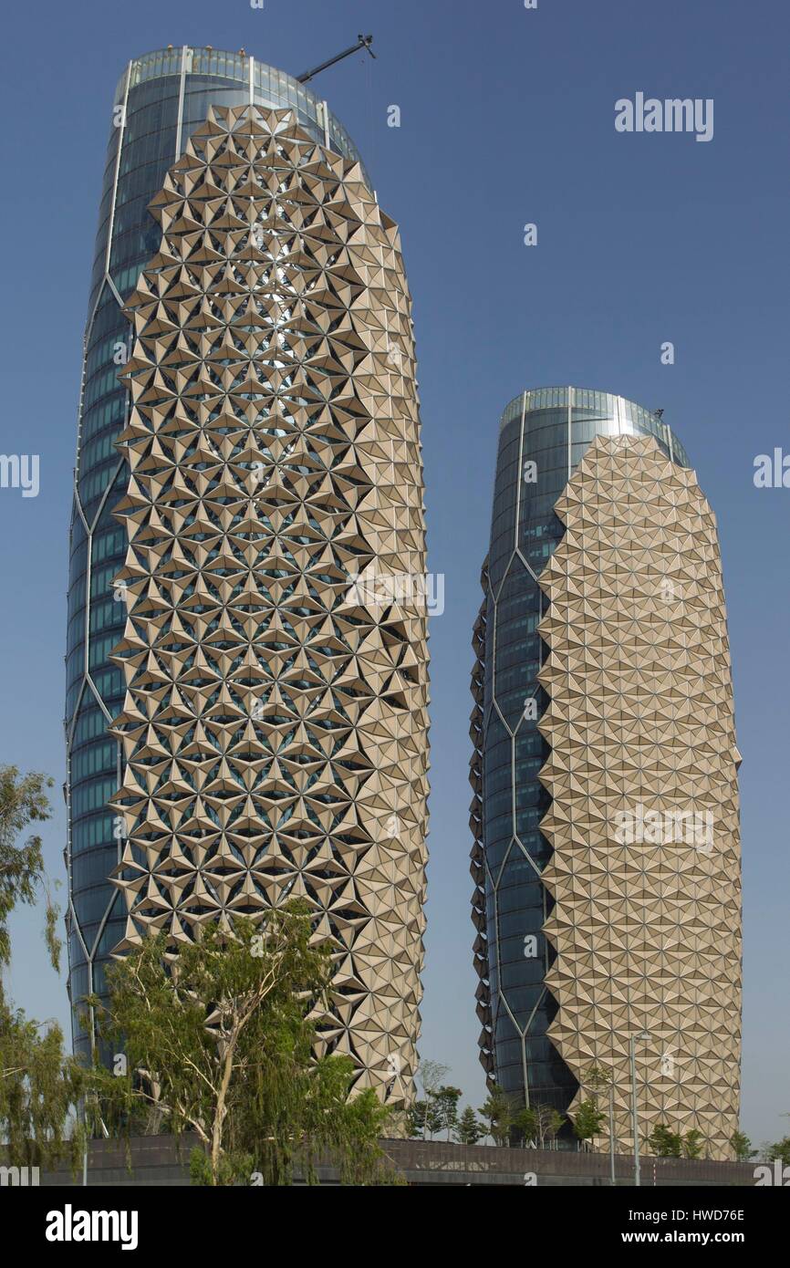 Emirats arabes unis, Abu Dhabi, Al Bahr towers Banque D'Images