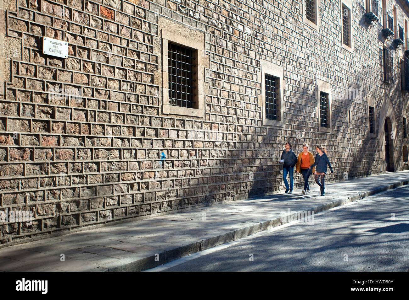 Espagne, Catalogne, Barcelone, Raval, Carrer del Carme street Banque D'Images