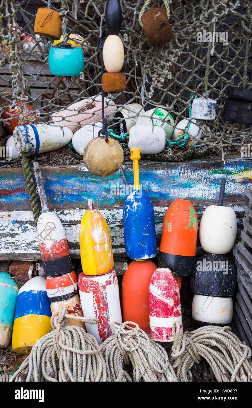United States, Massachusetts, Cape Ann, Rockport, bouées de homard Banque D'Images