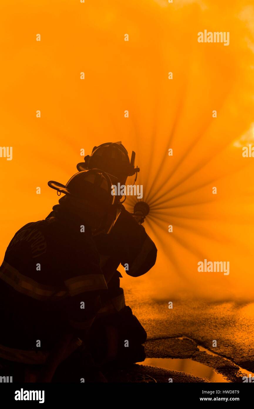 United States, Massachusetts, Cape Ann, Rockport, quatrième de juillet, jour de l'indépendance, feu, pompiers Banque D'Images