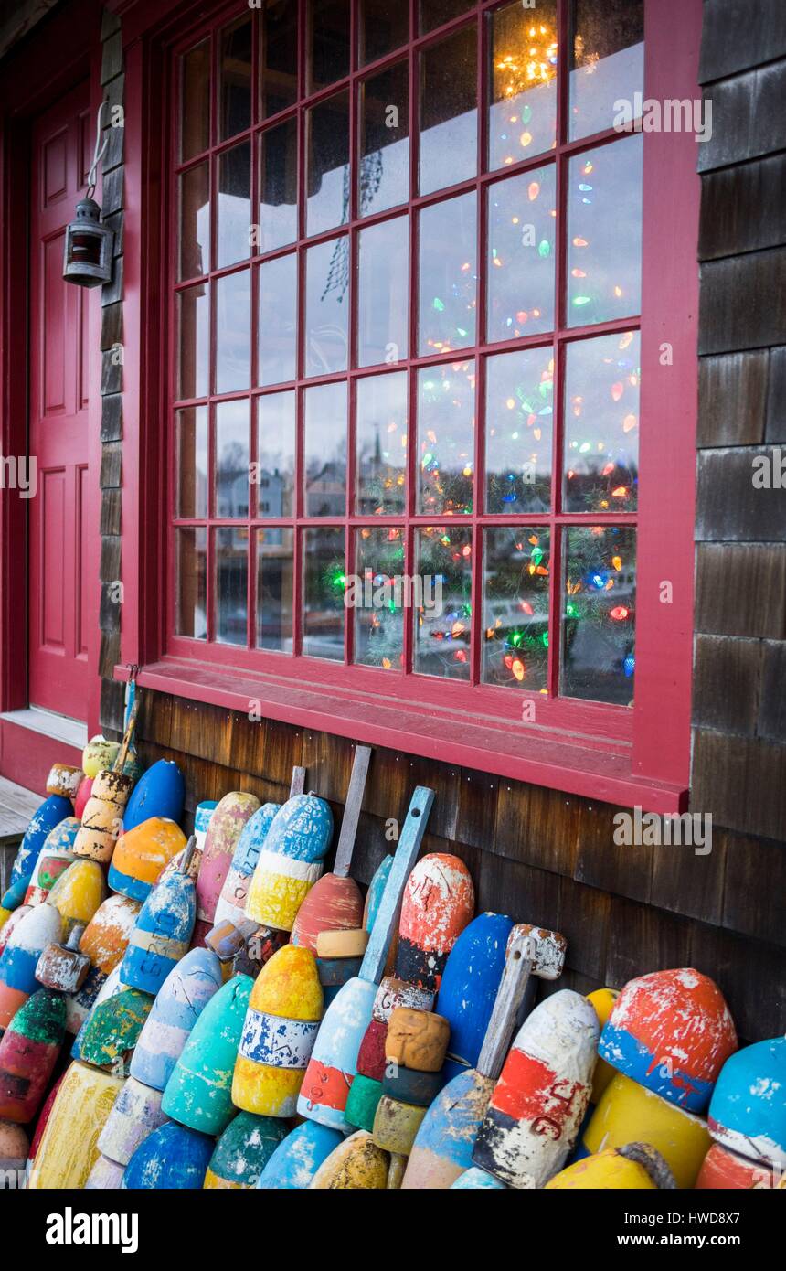 United States, Massachusetts, Cape Ann, Rockport, bouées de homard Banque D'Images