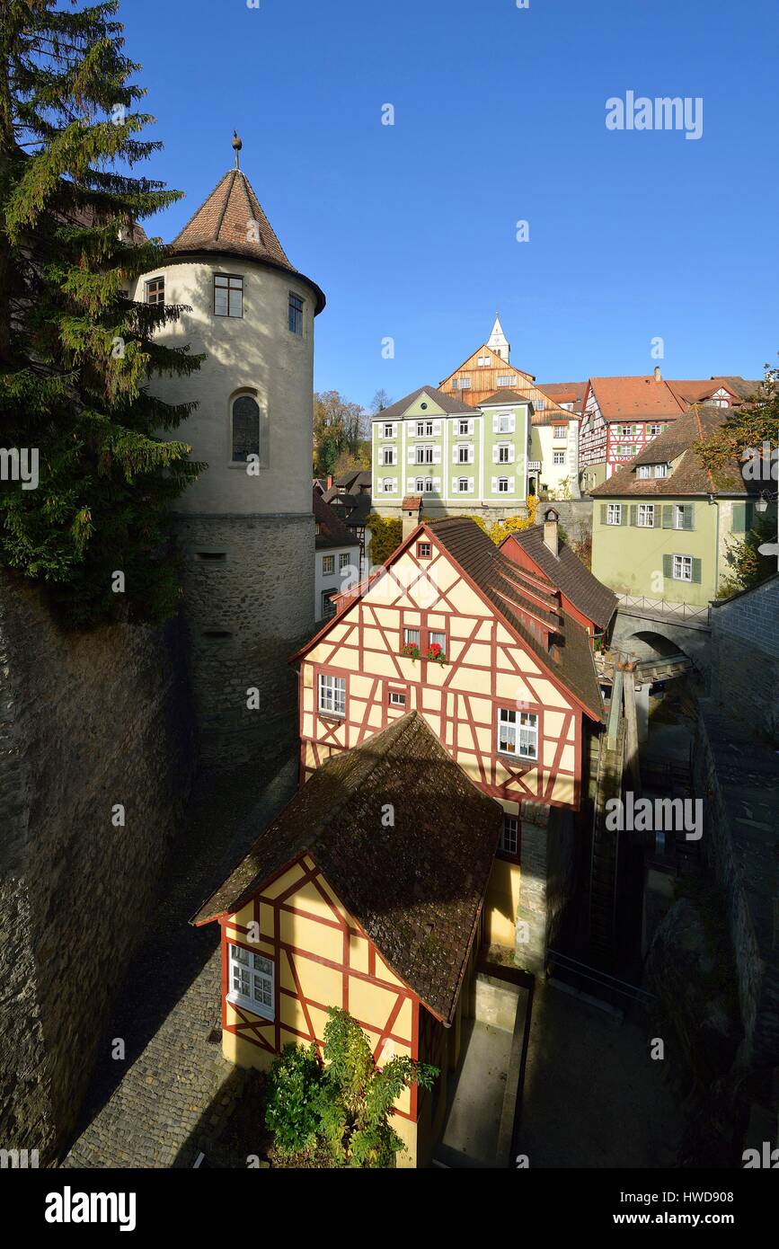 Allemagne, Baden Württemberg, Lac de Constance (Bodensee), Meersburg, le moulin de l'ancien château (Altes Schloss), Burg Meersburg Banque D'Images