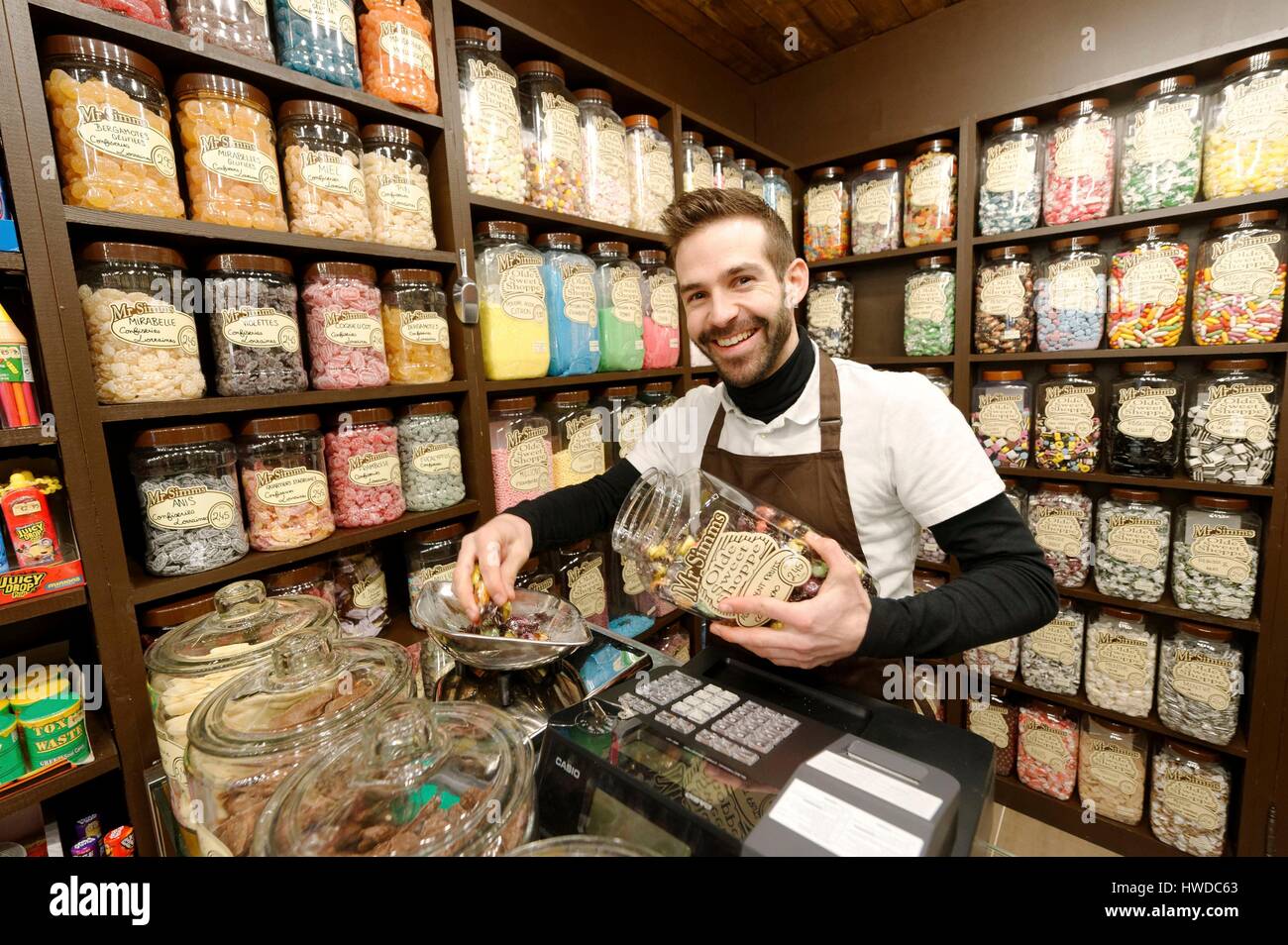 France, Metz, Moselle, M. Simms, confiserie 2, rue Taison Banque D'Images