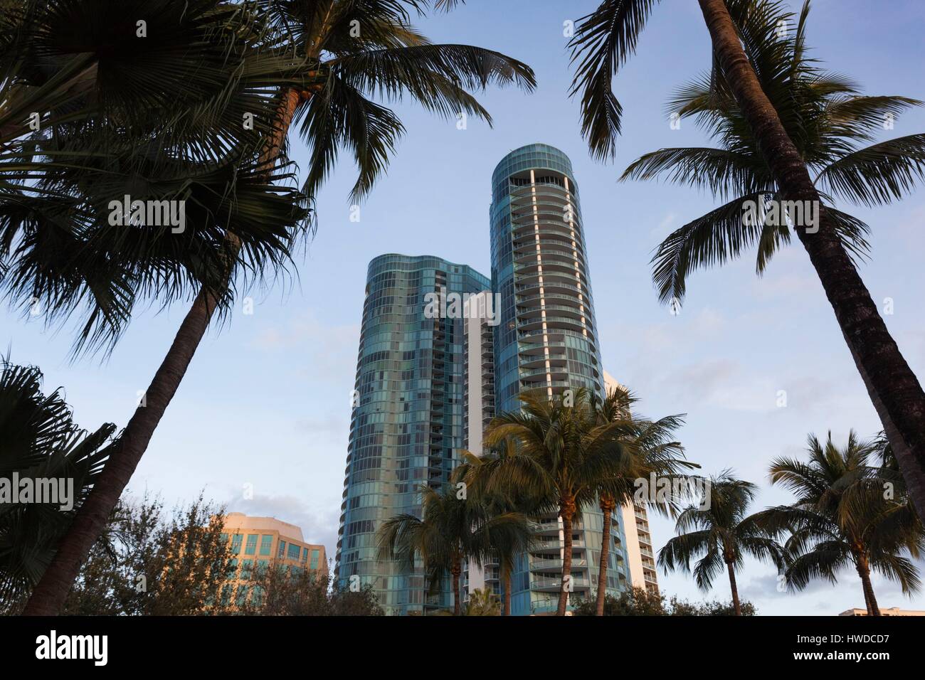 États-unis, Floride, Fort Lauderdale, Las Olas River House, résidence de Las Olas Riverwalk Area Banque D'Images États-unis, Floride, Fort Lauderdale, Las Olas River House, résidence de Las Olas Riverwalk Area Banque D'Images