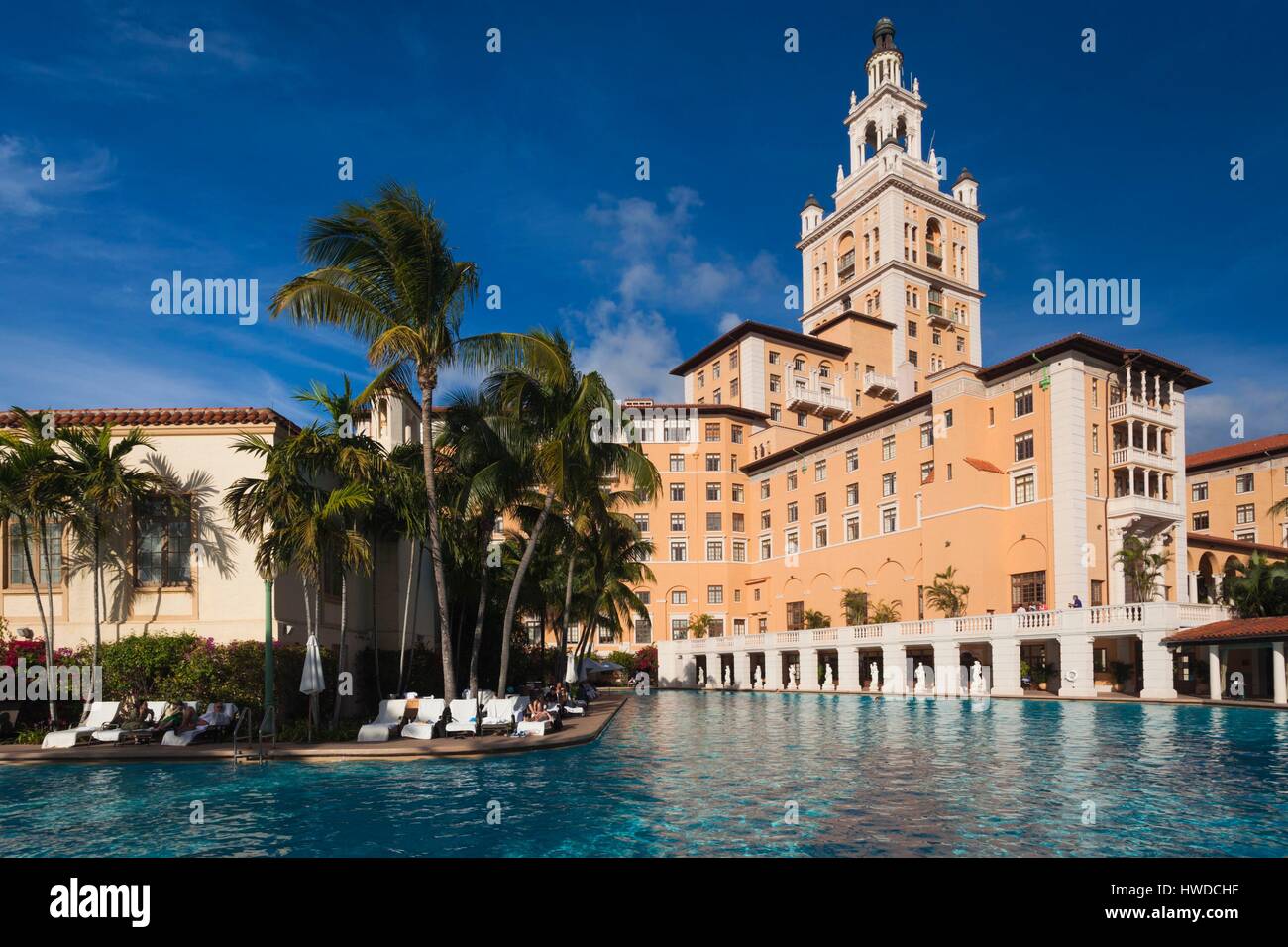 United States, Florida, Coral Gables, l'hôtel Biltmore et piscine, la plus grande piscine de l'hôtel dans la zone continentale des États-Unis Banque D'Images