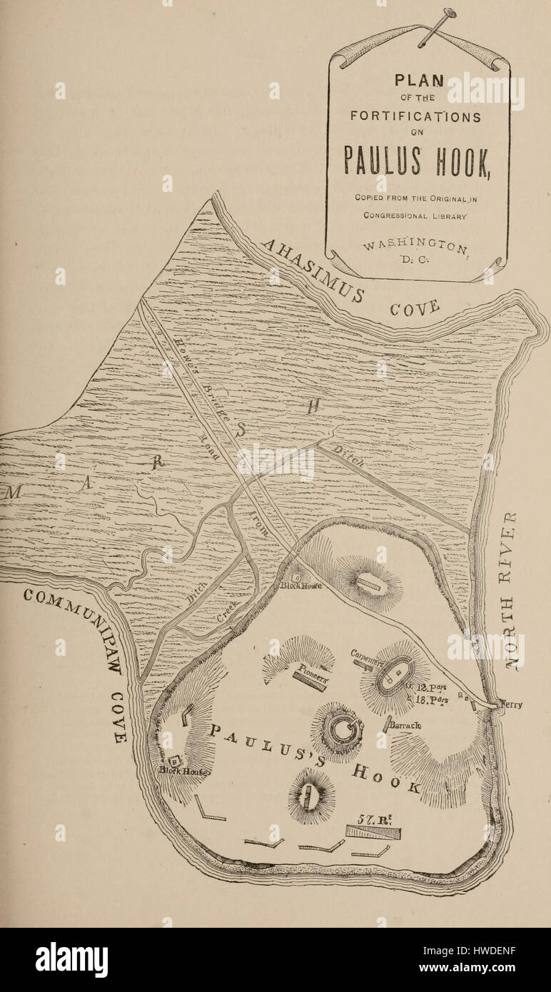 Planifier des fortifications de Paulus Hook, Jersey City, l'Indépendance américaine, 1779 Banque D'Images