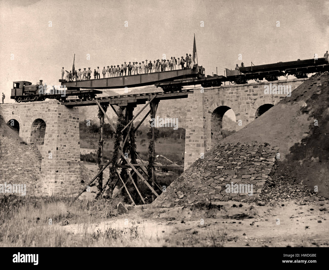 Construction d'Drinkspruitbrug (ou d'Azur) 1883 à 1900. Surnommé Oom Paul ("oncle Paul"), de l'Afrique de l'Afrique du Sud Banque D'Images