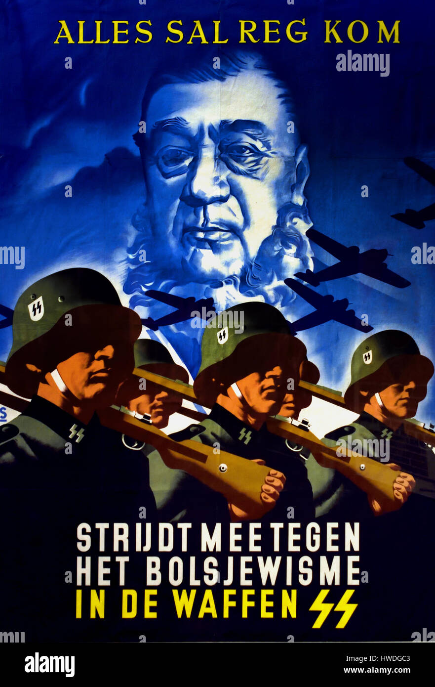 Affiche de recrutement pour la Waffen SS 1942 ( discrimination - racisme Afrique Afrique du Sud ) Banque D'Images