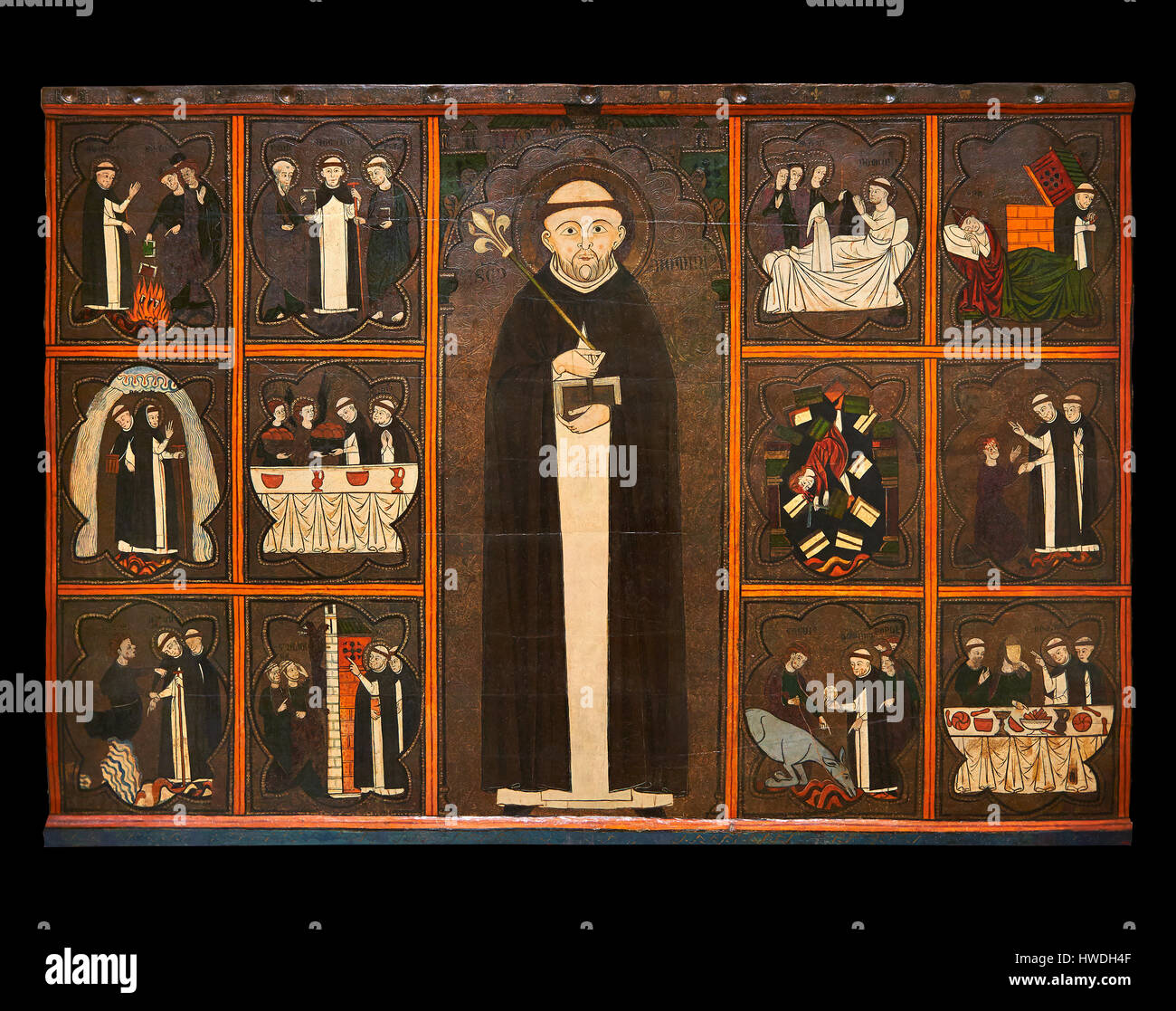 Panneau peint gothique de la vie de saint Dominique, Musée National d'Art Catalan, inv no : 015825-000 Banque D'Images