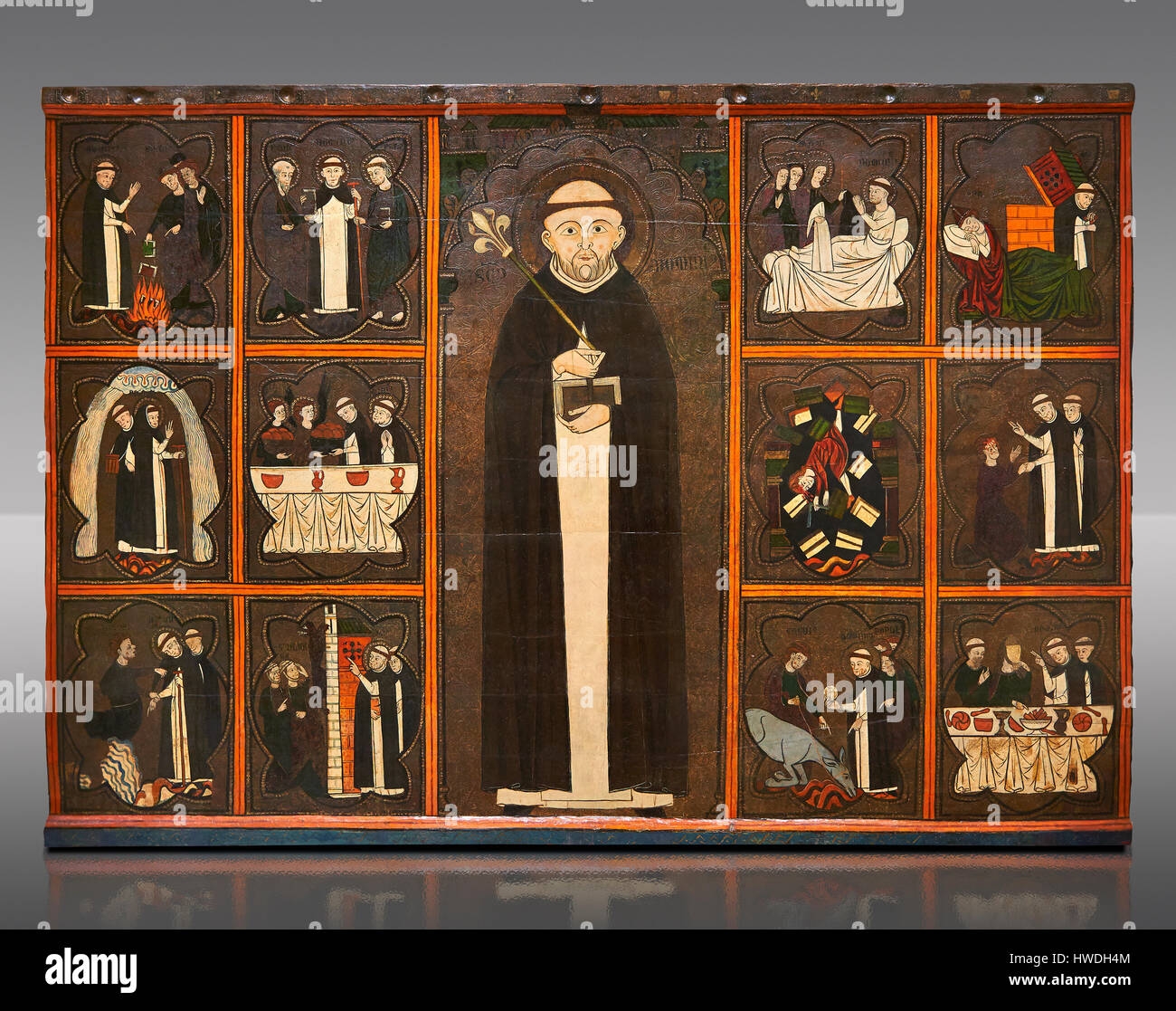 Panneau peint gothique de la vie de saint Dominique, Musée National d'Art Catalan, inv no : 015825-000 Banque D'Images