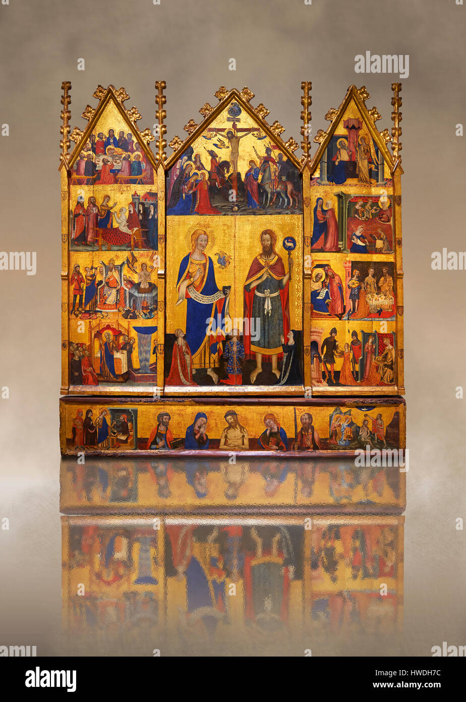 Panneau peint gothique Retable des Saints John par le maître de Santa Coloma de Queralt. Musée national d'Art Catalan, Barcelone, Espagne, 004351-TCMA Banque D'Images