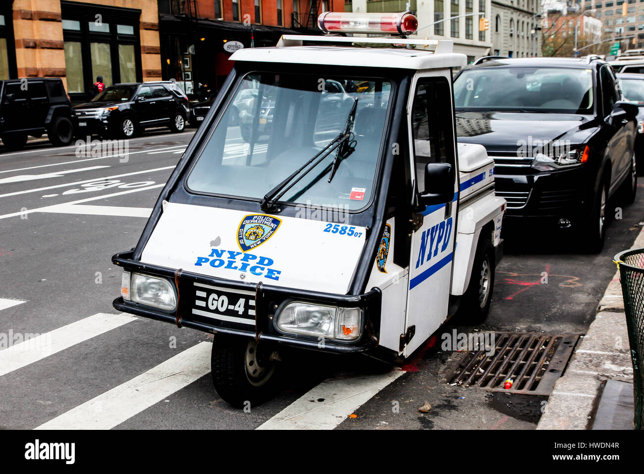 New York City, New York, USA, le 8 avril 2015.véhicule de police NYPD voir près de Franklin Street, le 8 avril 2016 à New York, NY. Banque D'Images