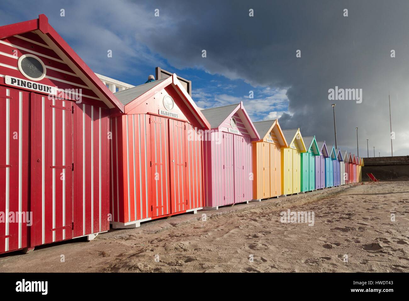 La France, Pas de Calais, Stella plage, la Plage avec cabines de plage