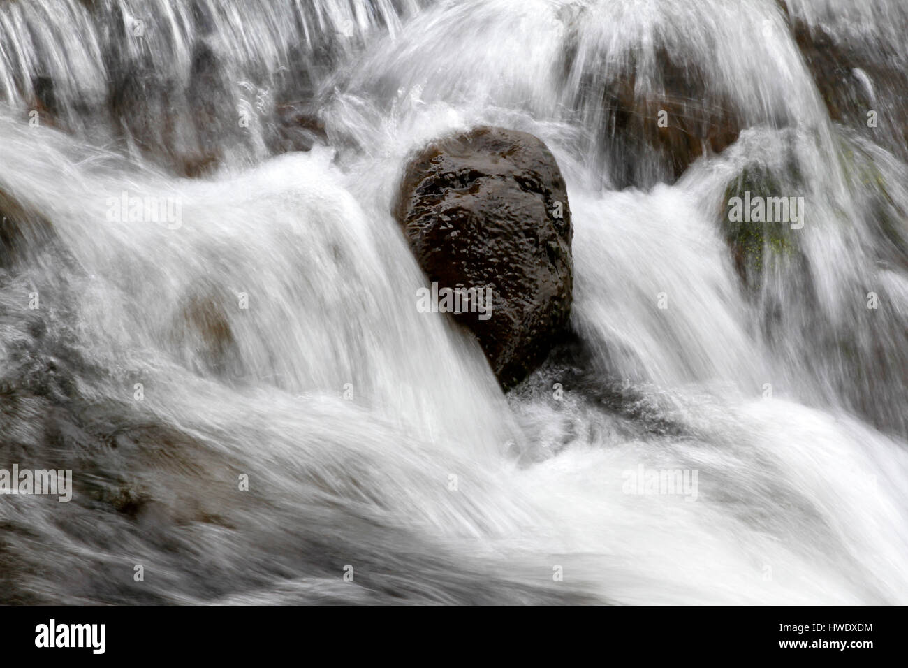 Ruisseau de montagne au débit rapide et rock Banque D'Images