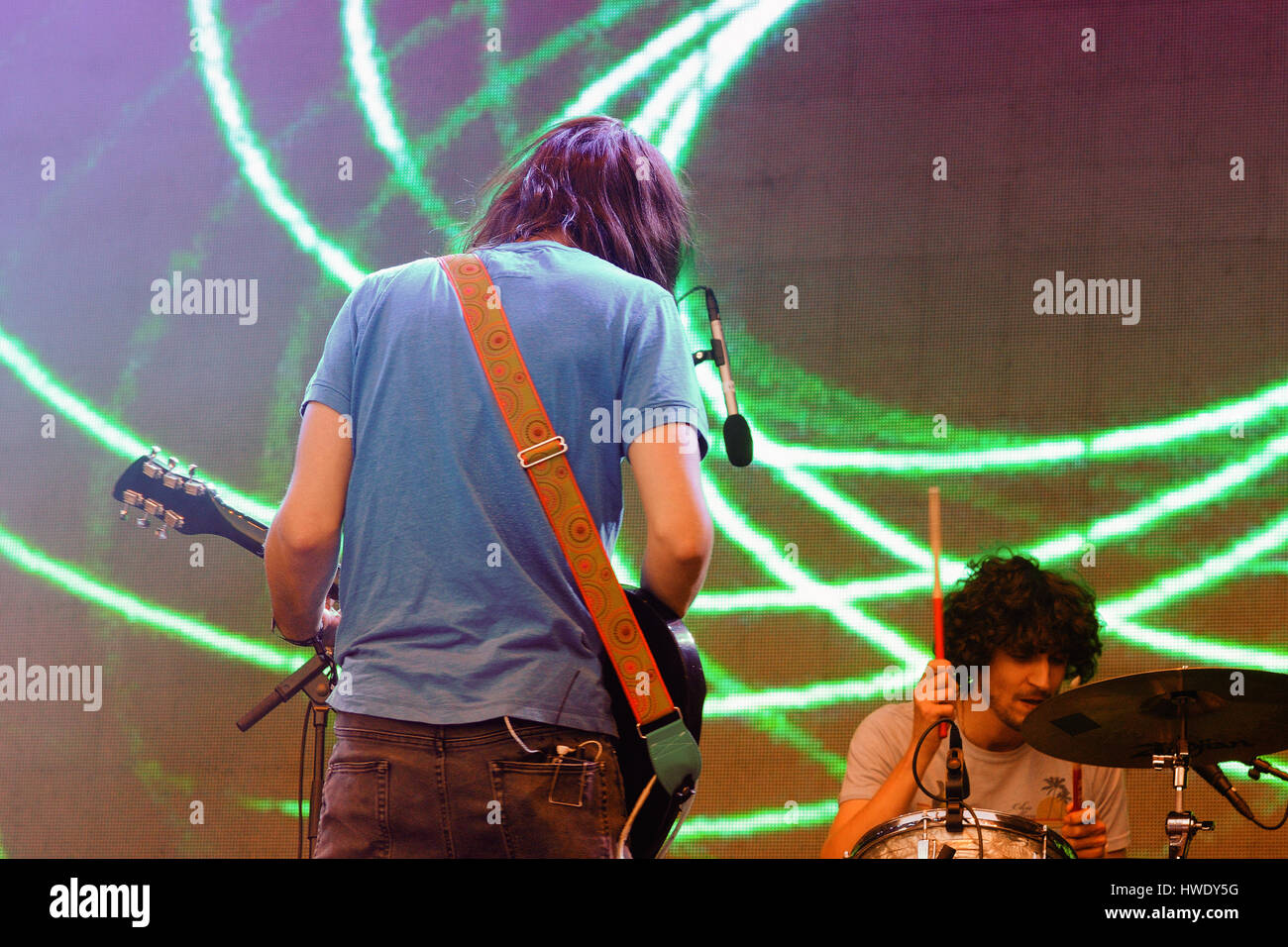Barcelone - le 23 mai : Tame Impala, rock psychédélique de projet Kevin Parker, en concert au Primavera Sound Festival 2013. Banque D'Images