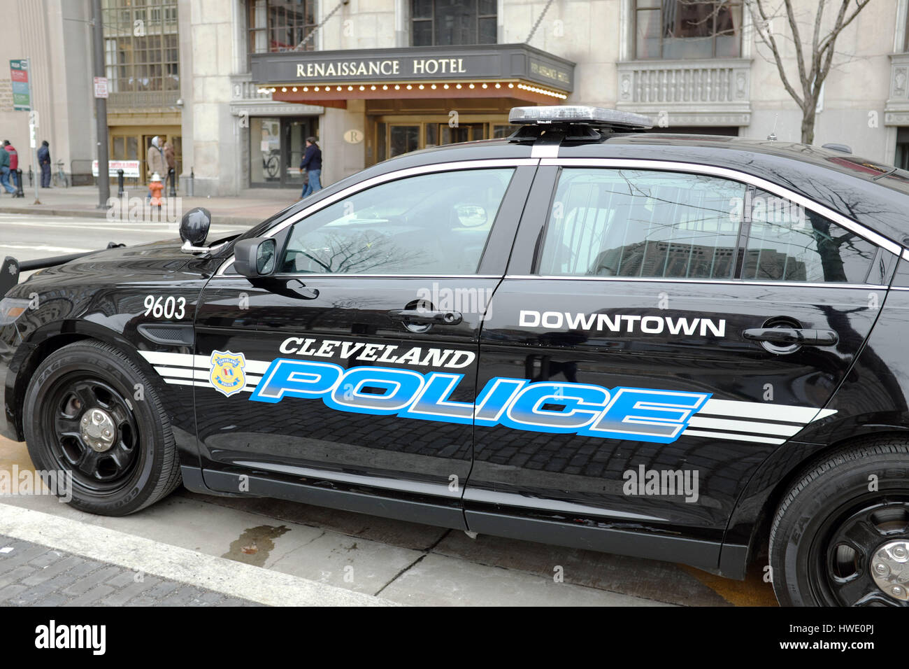 Cleveland voiture de police au centre-ville de Cleveland, Ohio Banque D'Images