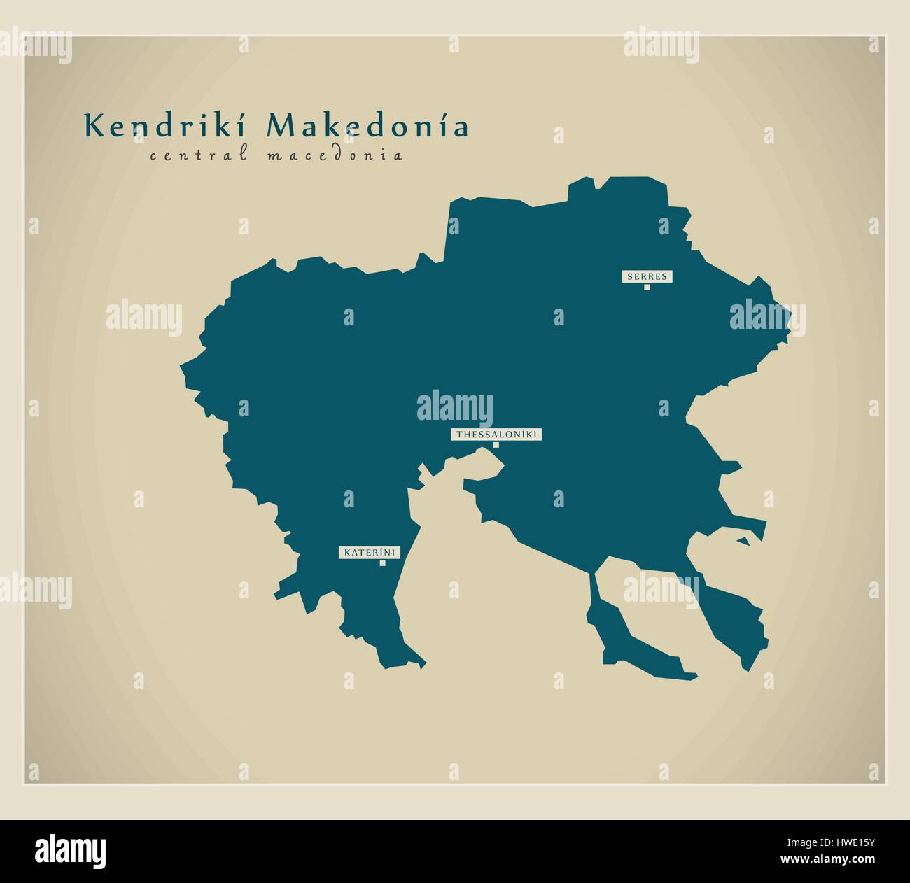 Carte moderne - Kendriki Makedonia GR Illustration de Vecteur