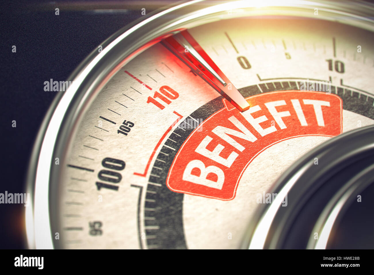 Avantage - Message sur ligne conceptuelle avec aiguille rouge. 3D. Banque D'Images