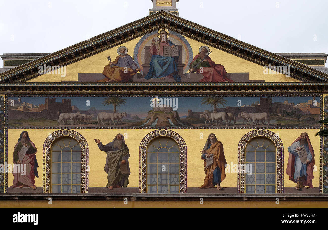 Mosaïque de Jésus Christ l'enseignant, les Saints Pierre et Paul et les prophètes Isaïe, Jérémie, Ézéchiel et Daniel, Basilique de S Banque D'Images