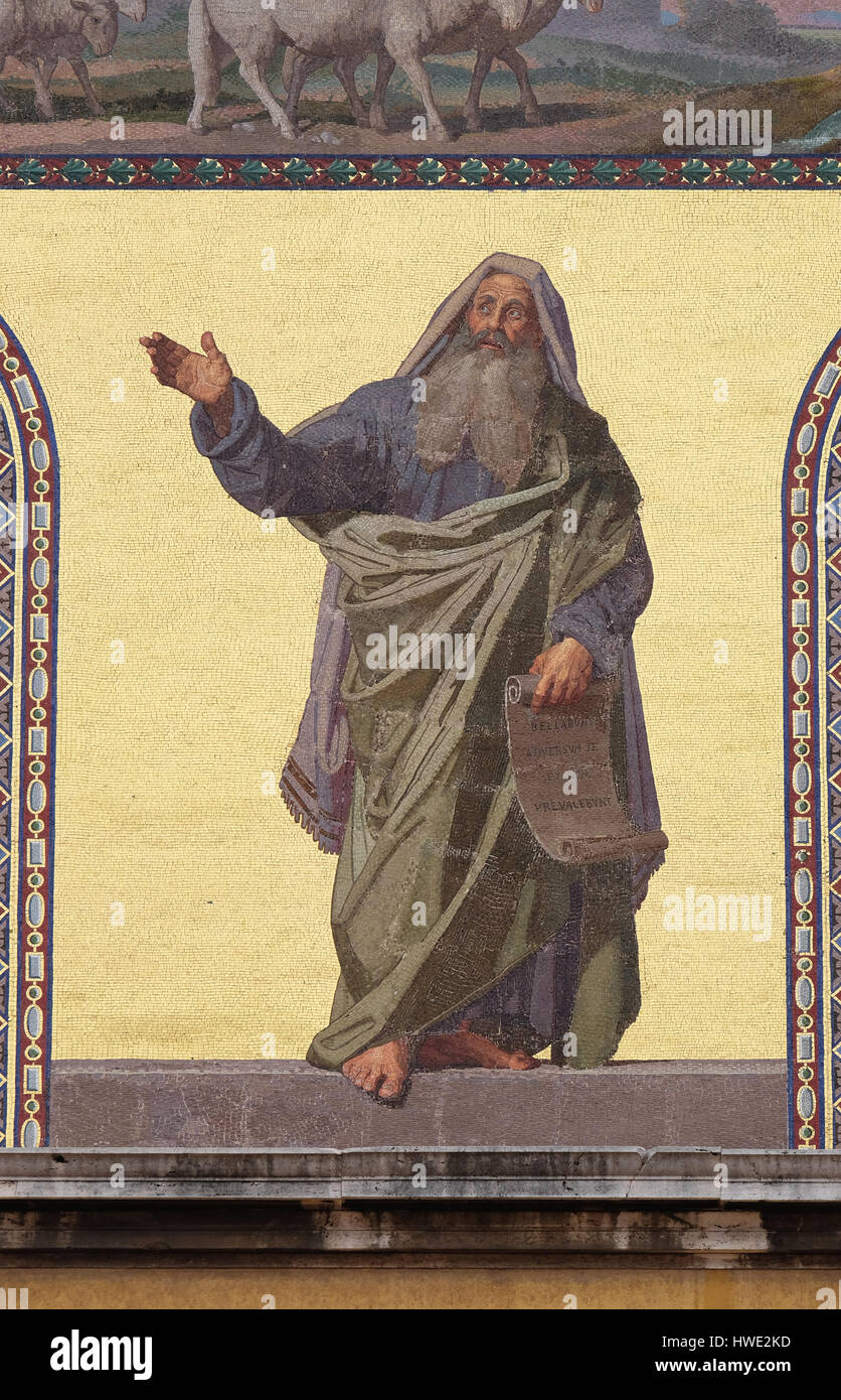Mosaïque de Jérémie, le prophète, dans la façade de la Basilique de Saint Paul hors les murs, Rome, Italie le 05 septembre, 201 Banque D'Images