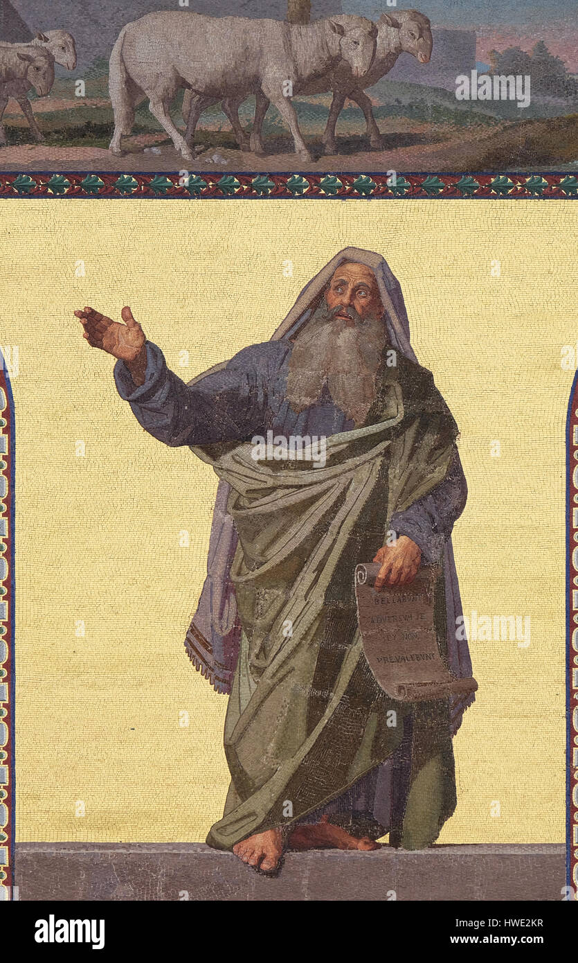 Mosaïque de Jérémie, le prophète, dans la façade de la Basilique de Saint Paul hors les murs, Rome, Italie le 05 septembre, 201 Banque D'Images
