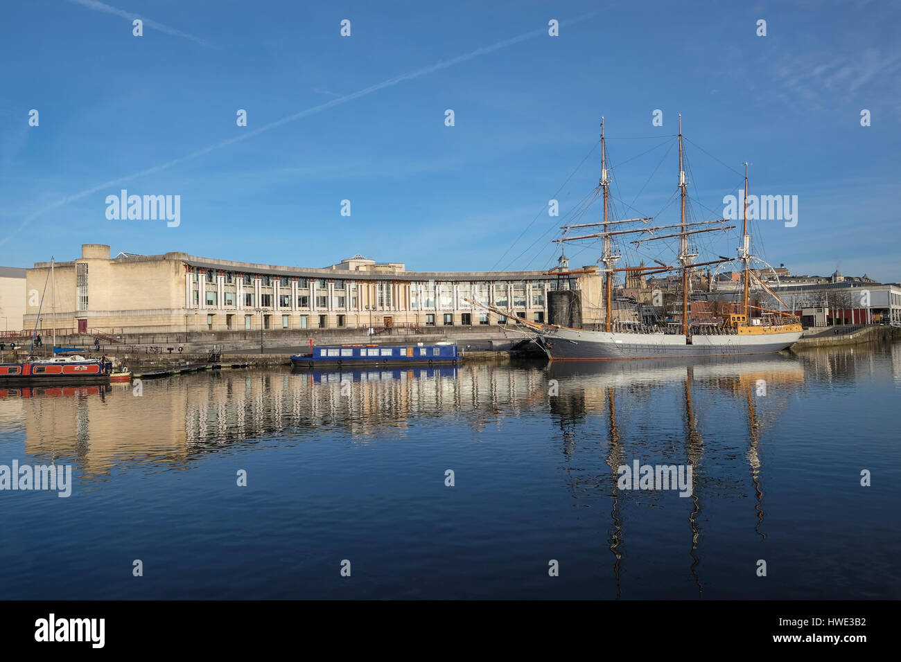 Vue sur le port de Bristol en direction du centre-ville. Banque D'Images