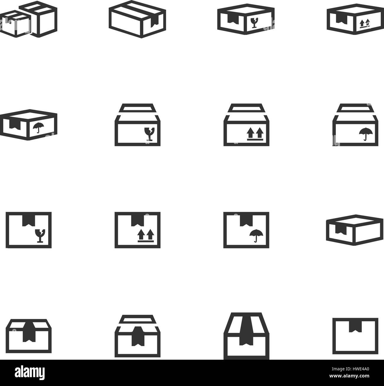 Ensemble simple de fort et des caisses d'icônes vectorielles liées à votre conception Illustration de Vecteur