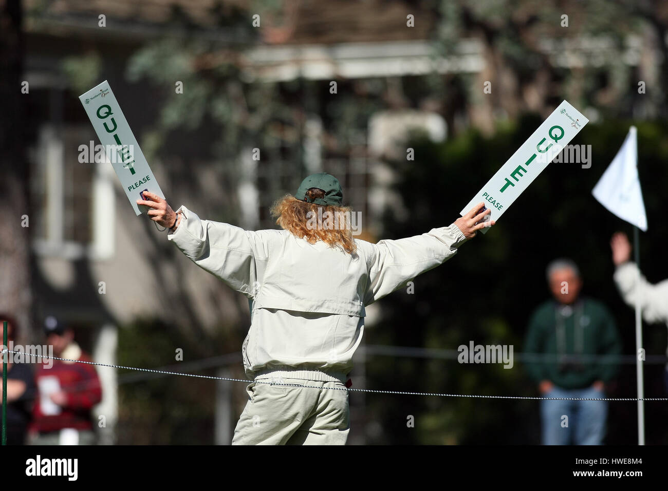 Le MARÉCHAL DE GOLF GOLF SIGNES SILENCIEUX EST PRÉVÔT RIVIERA COUNTRY CLUB PACIFIC PALISADES CA USA 15 Février 2008 Banque D'Images