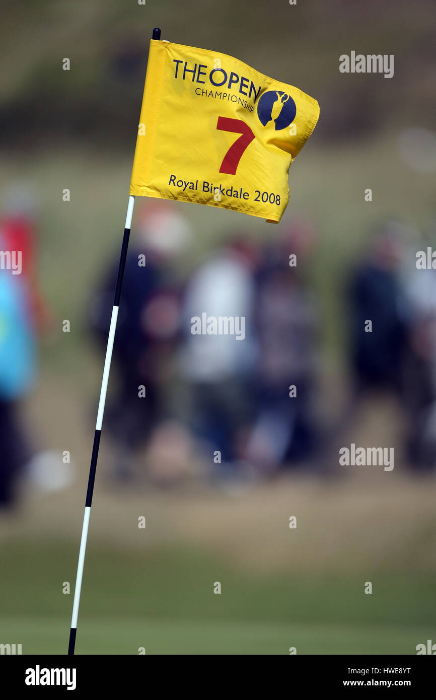 De forts vents soufflent le drapeau royal BIRKDALE OUVERT 2008 ROYAL BIRKDALE SOUTHPORT ANGLETERRE 20 Juillet 2008 Banque D'Images