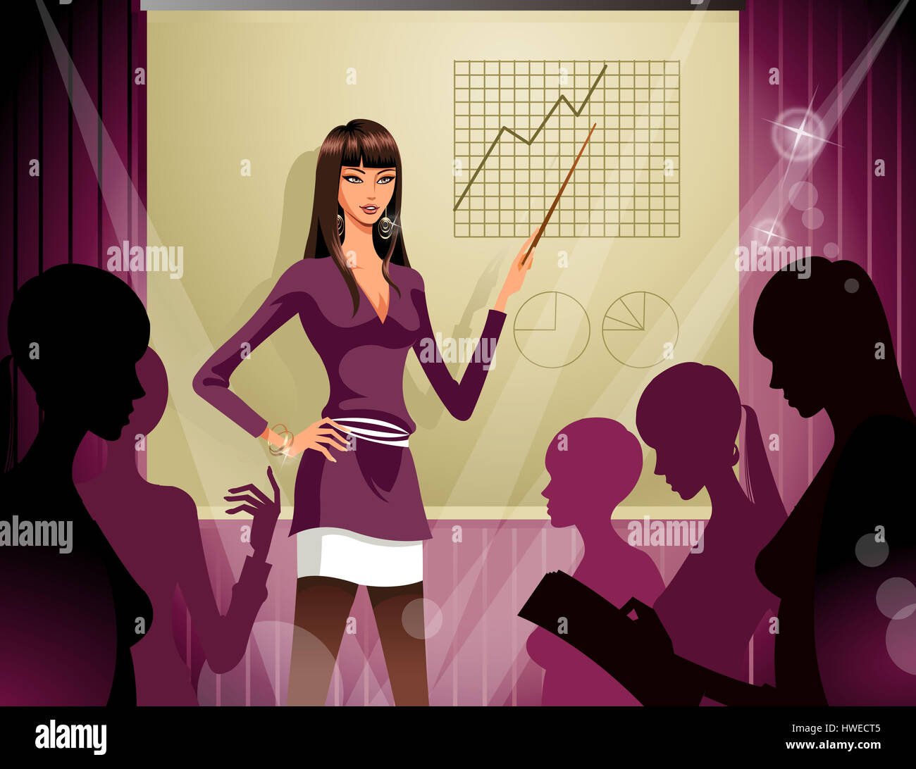 Businesswoman,les gens d'affaires,caricature,infographie,conference,salle de conférence,electronique,graphique,icône,croissance,illustration,intérieur,à l'intérieur, apprendre l',lecture,Marché,Marché,marketing,réunions, les gens,personne,photo,faisant actuellement,présentation,le professeur, d'un vidéoprojecteur, d'élève,rapport,vente,vente,écran,étudiants,technologie,parle,Université,Travail,conférence,statistiques,données,ordinateur portable,gagnant main,vue avant,livre,fichier,entreprise,horizontal,usure,t-shirt blanc,secrétaire,patron,background,ventes,vente,taille Banque D'Images