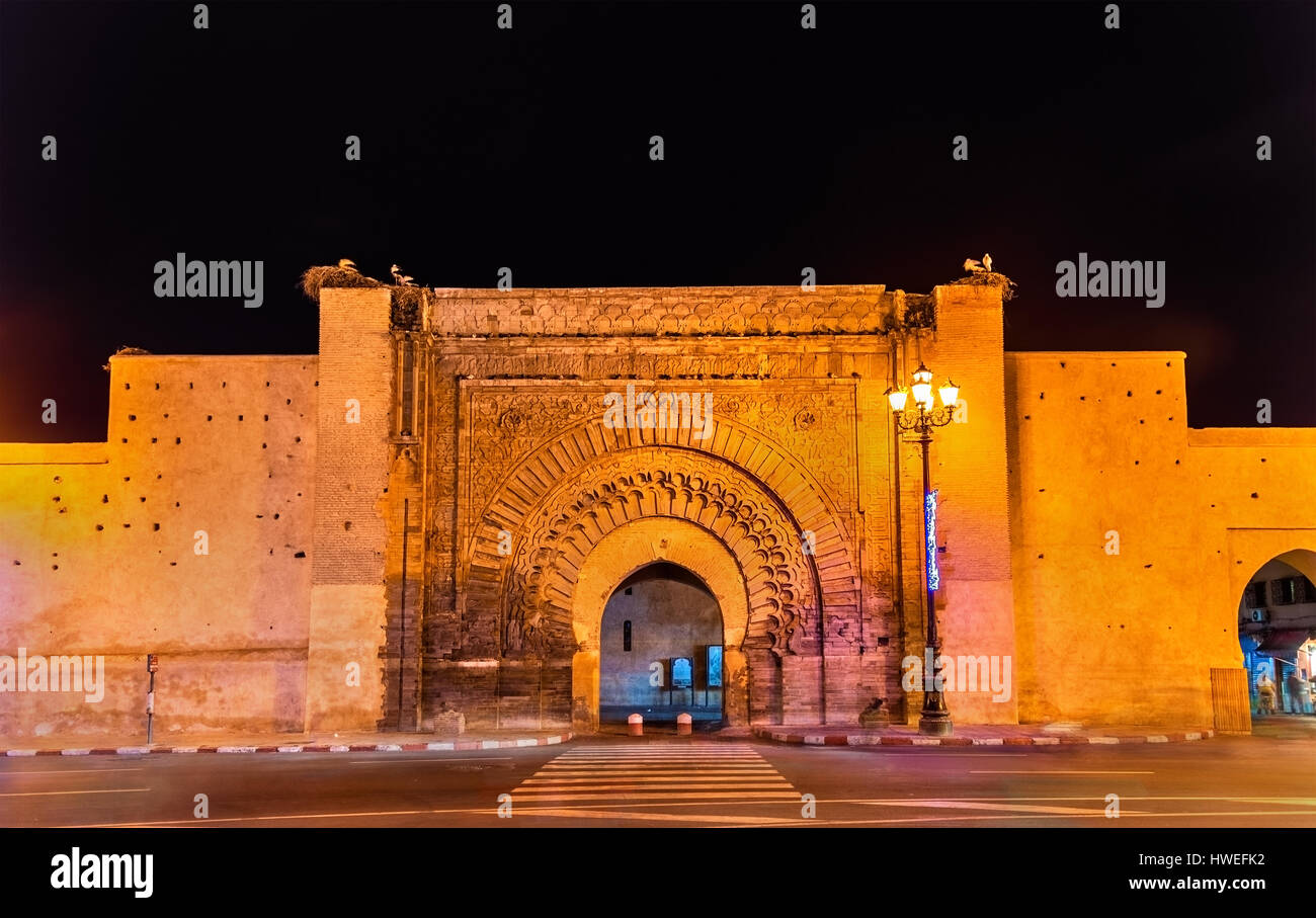 Bab Agnaou, l'une des 19 portes de Marrakech, Maroc Banque D'Images