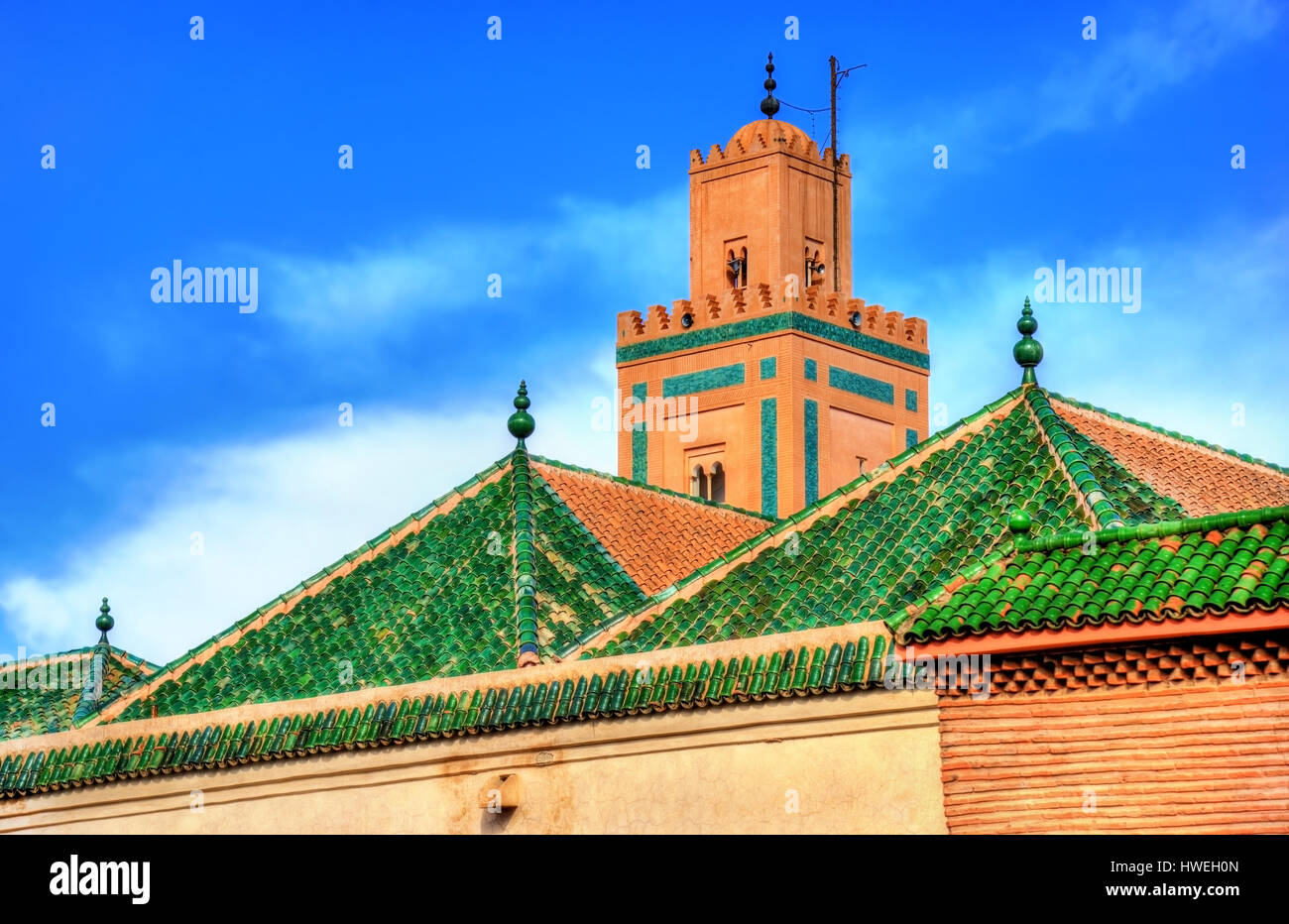 Bâtiments dans médina de Marrakech, un site du patrimoine de l'UNESCO au Maroc Banque D'Images