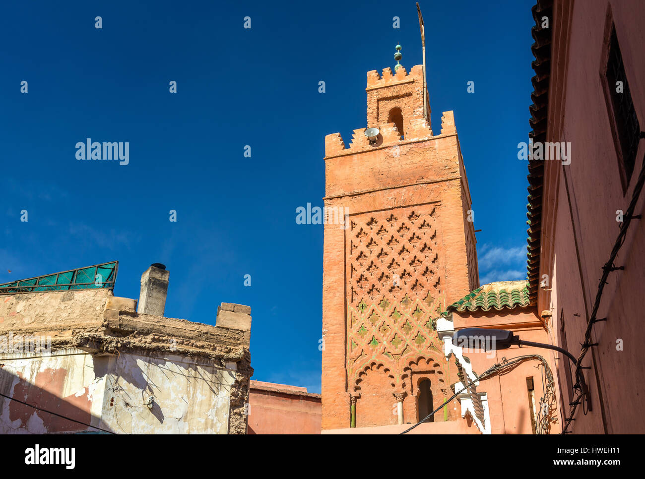 Bâtiments dans médina de Marrakech, un site du patrimoine de l'UNESCO au Maroc Banque D'Images