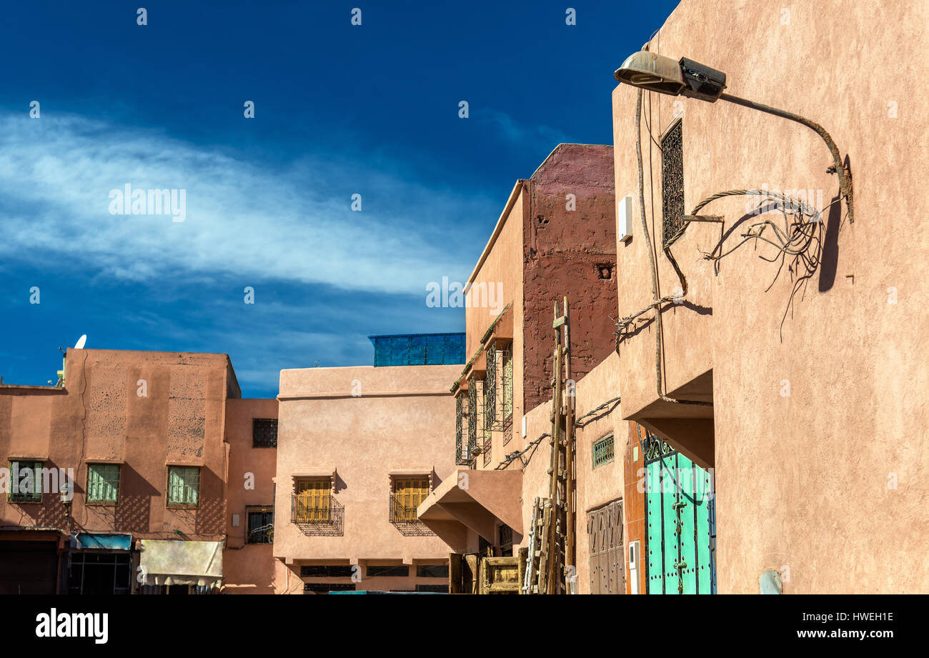 Bâtiments dans médina de Marrakech, un site du patrimoine de l'UNESCO au Maroc Banque D'Images