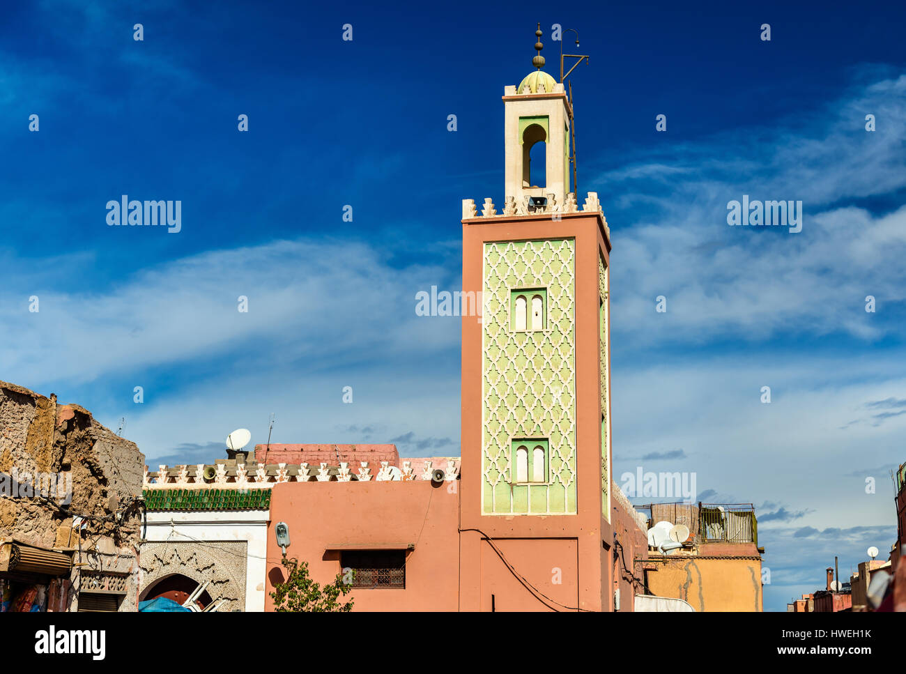 Bâtiments dans médina de Marrakech, un site du patrimoine de l'UNESCO au Maroc Banque D'Images
