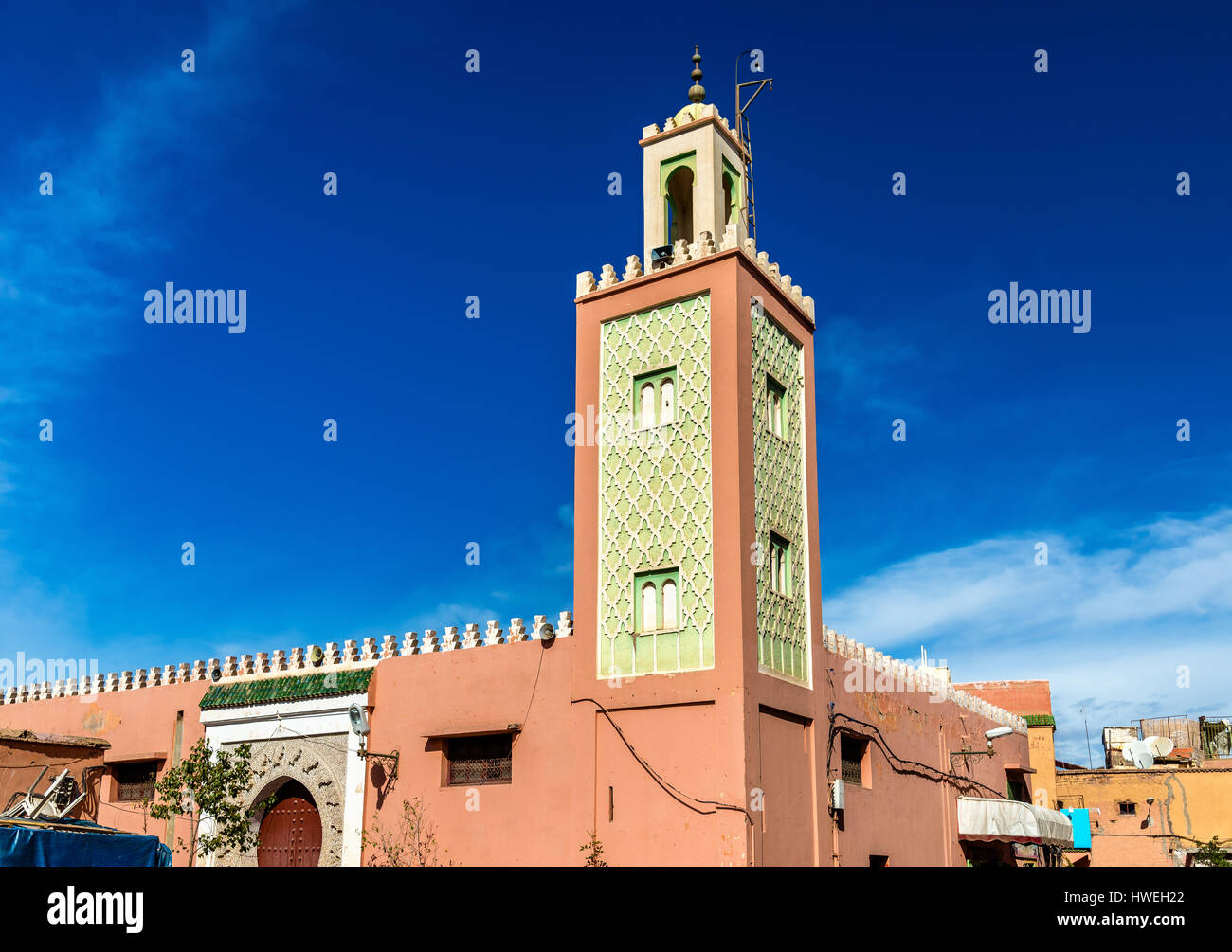 Bâtiments dans médina de Marrakech, un site du patrimoine de l'UNESCO au Maroc Banque D'Images