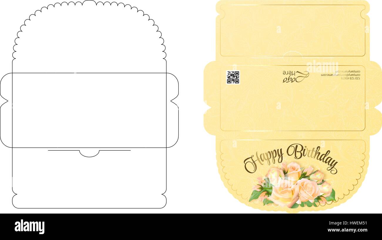 Modele D Enveloppe Avec Rabat Design Facile A Plier Pret A Imprimer Des Enveloppes Colorees Pour L Argent Peut Etre Utilise Pour Vous Remercient Des Notes Mariage Gift Tag Ou Sa Image Vectorielle Stock