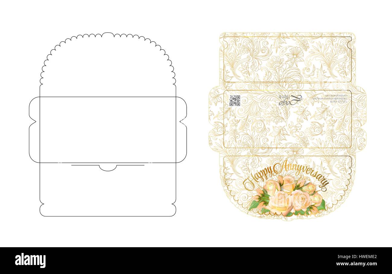 Modèle d'enveloppe avec rabat design. Facile à plier. Prêt à imprimer