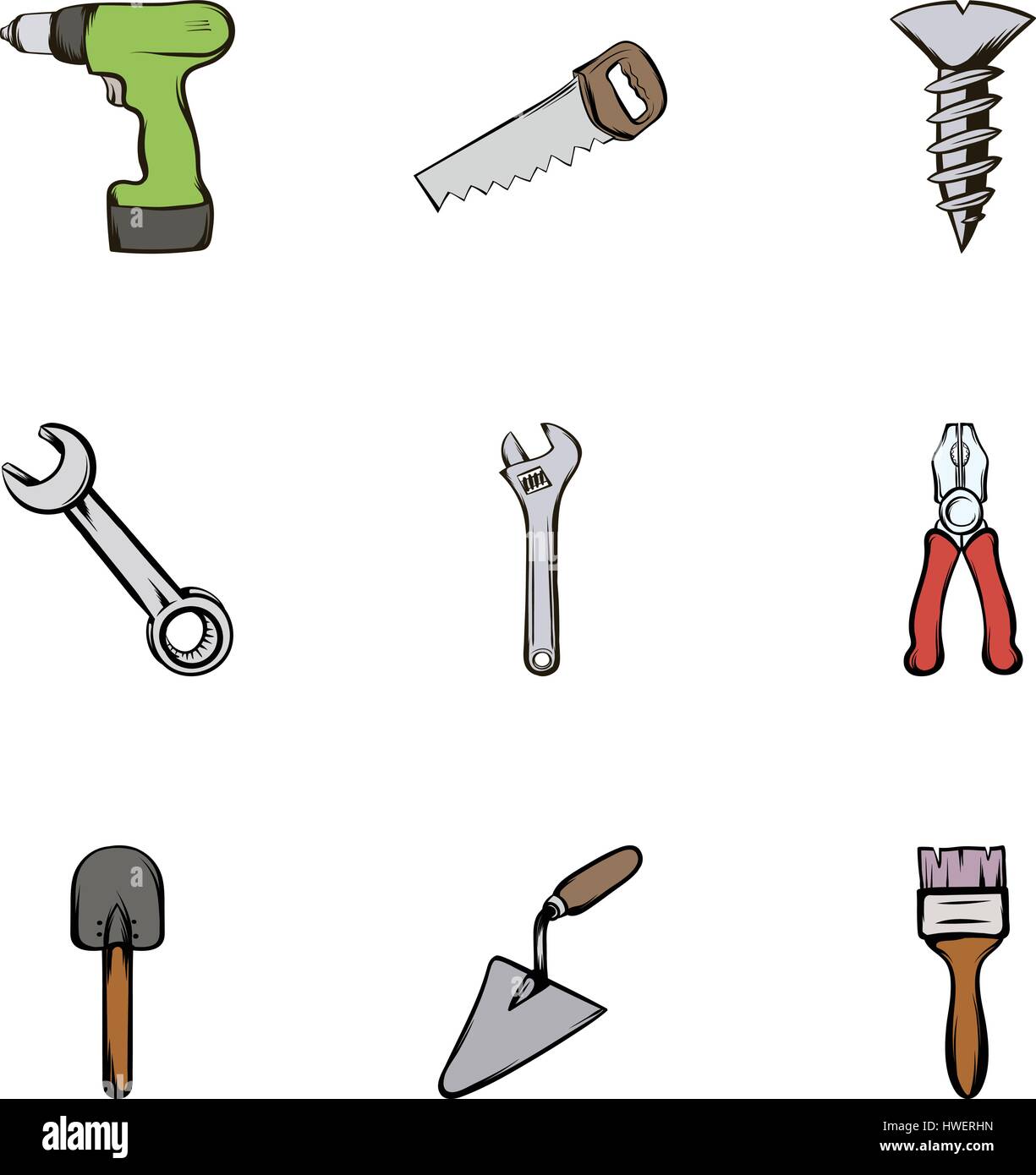 Building tools kit, cartoon style Image Vectorielle Stock - Alamy