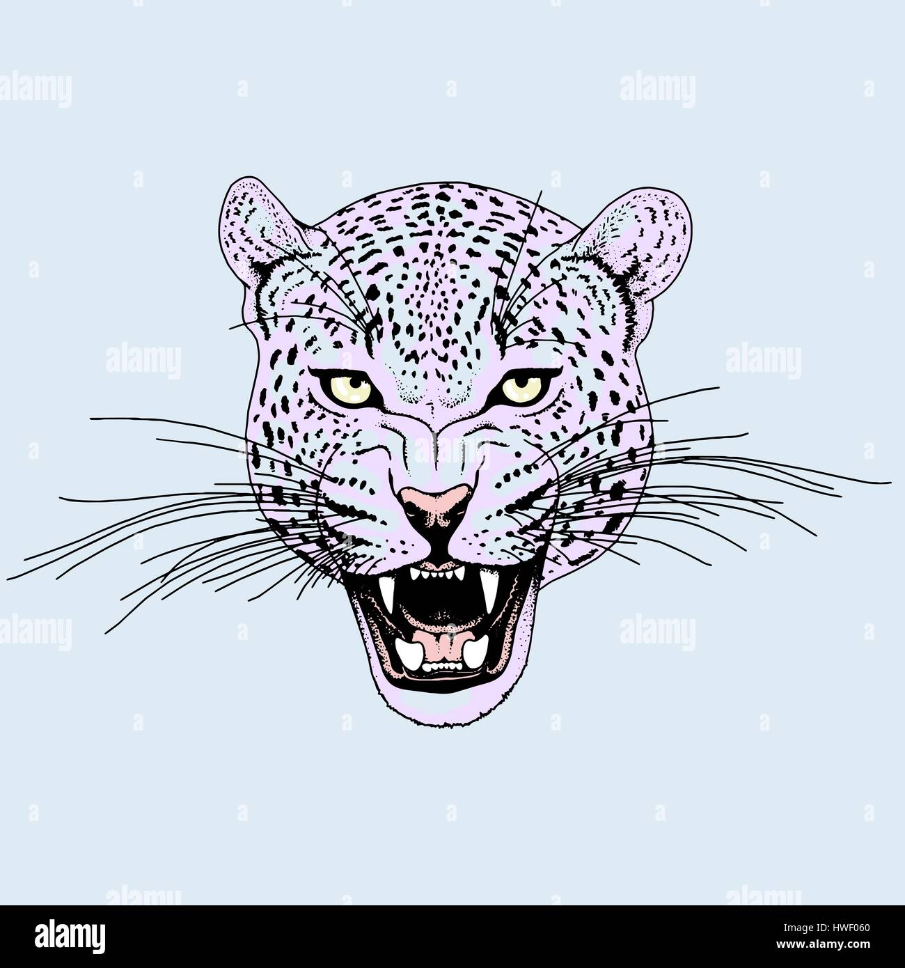 Leopard tattoo face ,Vector illustration, d'impression Illustration de Vecteur