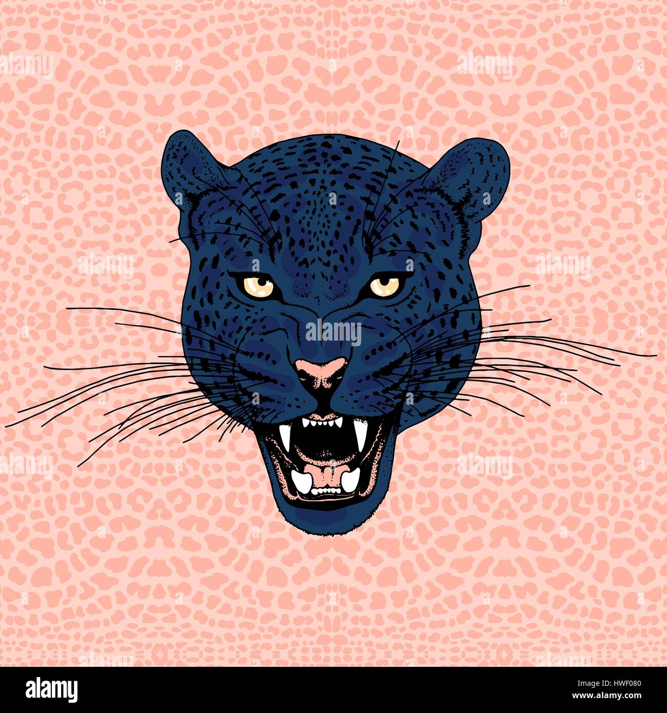Leopard tattoo face ,Vector illustration, d'impression Illustration de Vecteur