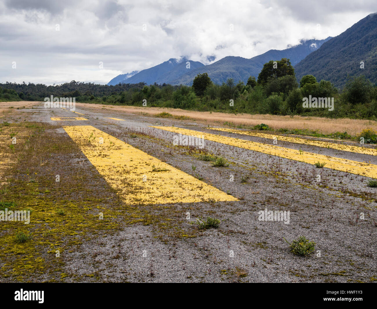 La piste d'atterrissage, San Rafael, Parc National, forêt tropicale au San Rafael, un glacier de la Carretera Austral dertour, Chili Banque D'Images