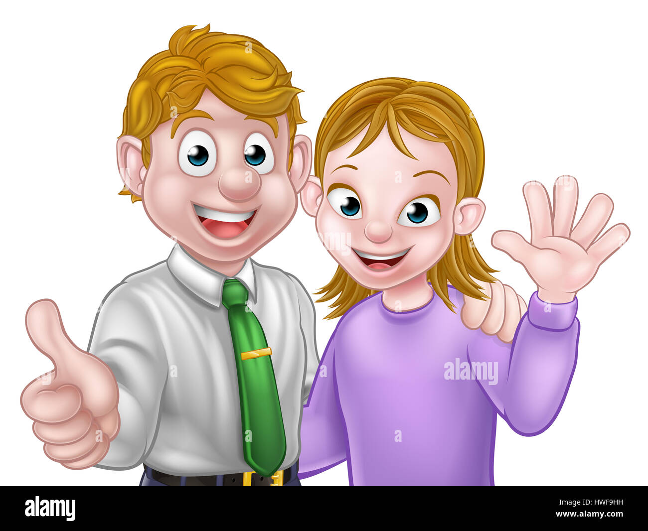Cartoon man and woman couple, mari et femme ou petit ami et petite amie Banque D'Images