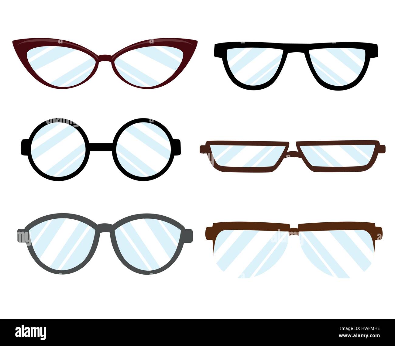 Silhouette lunettes style différent - hipster, rétro, vintage, Moderne, classique. Télévision style design vector illustration Illustration de Vecteur